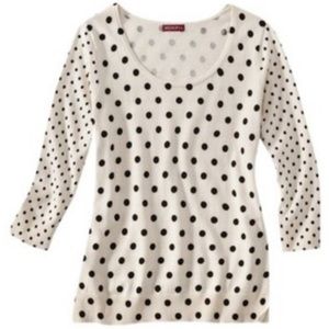 Merona Ivory/Black Polka Dot Sweater